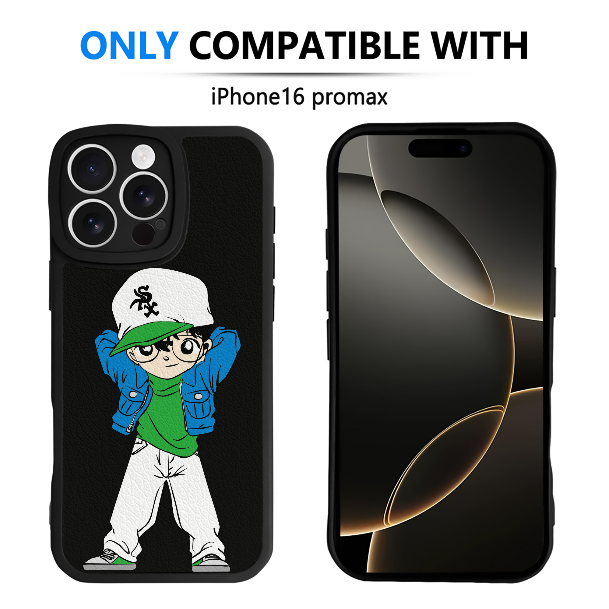 （画像用） 名探偵コナン 江戸川 コナン Detective Conan Conan Edogawa 【iPhone 16シリーズ対応】シリコンスマホケース（レザー調） 材質：シリコン